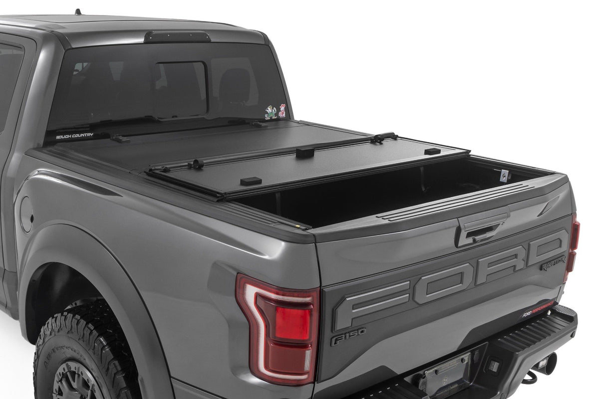 Hard Tri-Fold Flip Up Bed Cover | 5&#39;7&quot; Bed | Ford F-150 (21-24)/F-150 Lightning (22-24) 