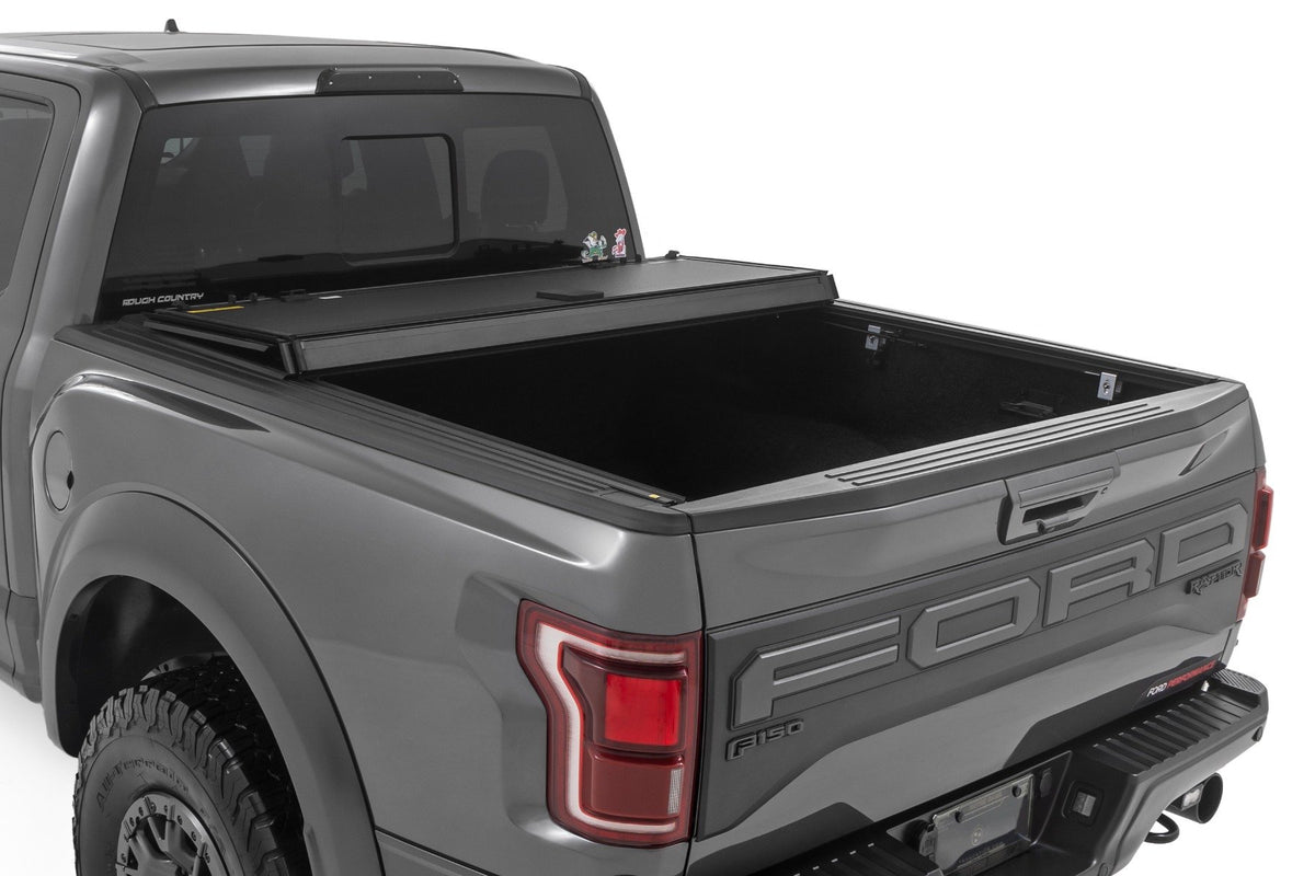 Hard Tri-Fold Flip Up Bed Cover | 5&#39;7&quot; Bed | Ford F-150 (21-24)/F-150 Lightning (22-24) 