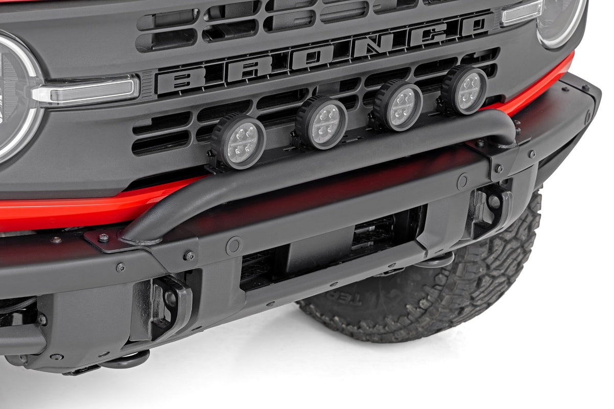 Light Bar Mount | 3.5&quot; Round LED (Quad) | Black | Amber DRL | OE Modular Steel | Ford Bronco (21-24)