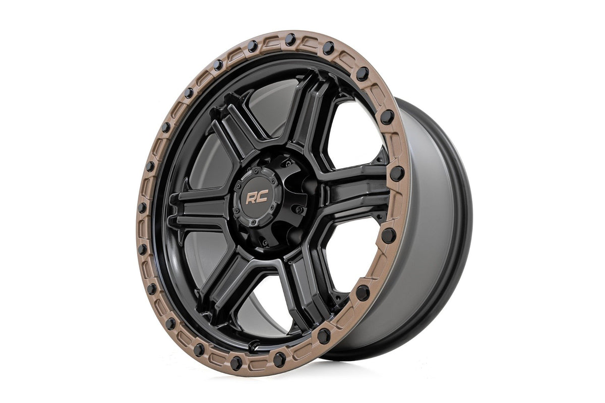 Rough Country 79 Series Wheel | One-Piece | Semi Gloss Black w/Bronze Ring | 17x8.5 | 6x135 | 0mm