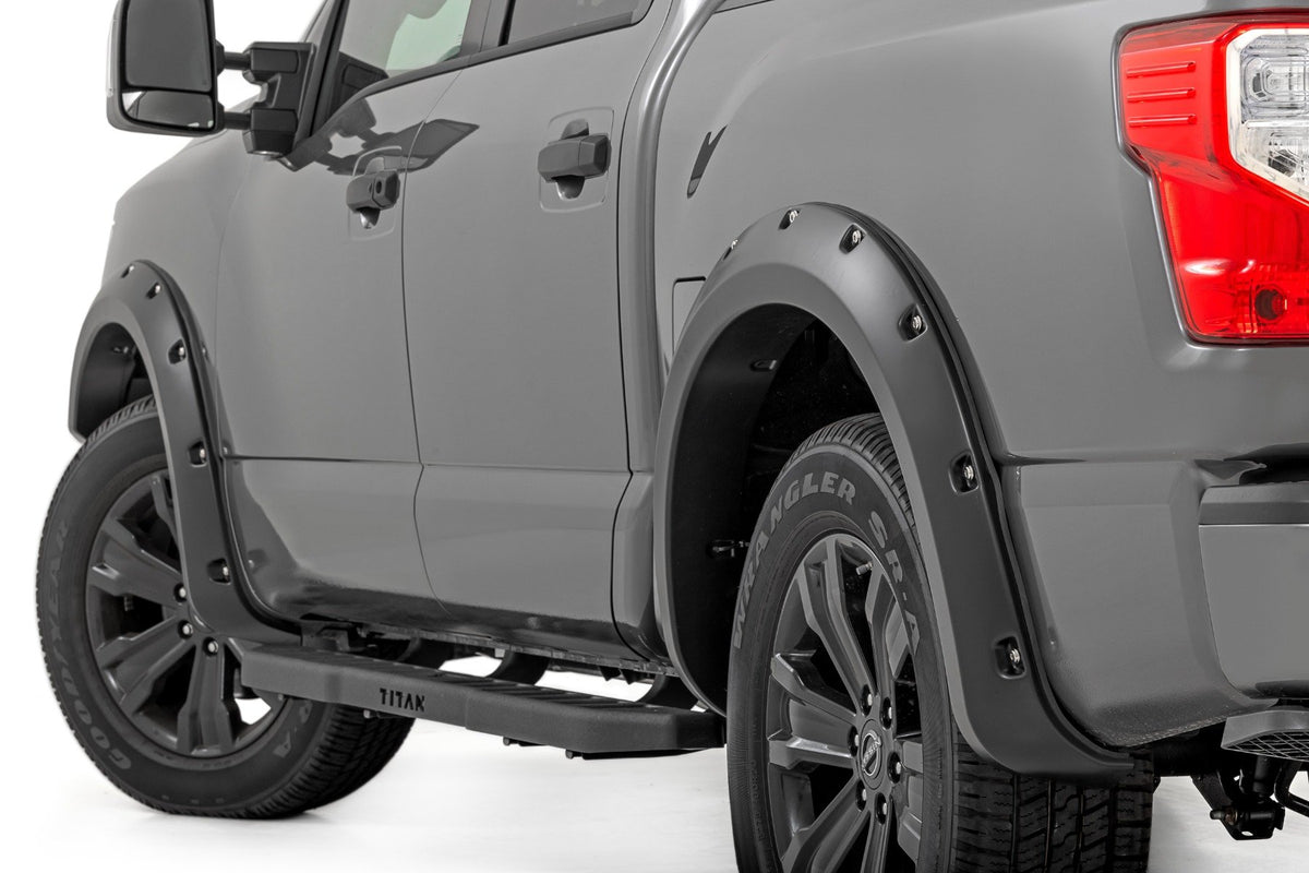 Pocket Fender Flares | Crew Cab | W/O Emblem | Gloss Black | Nissan Titan (17-24)