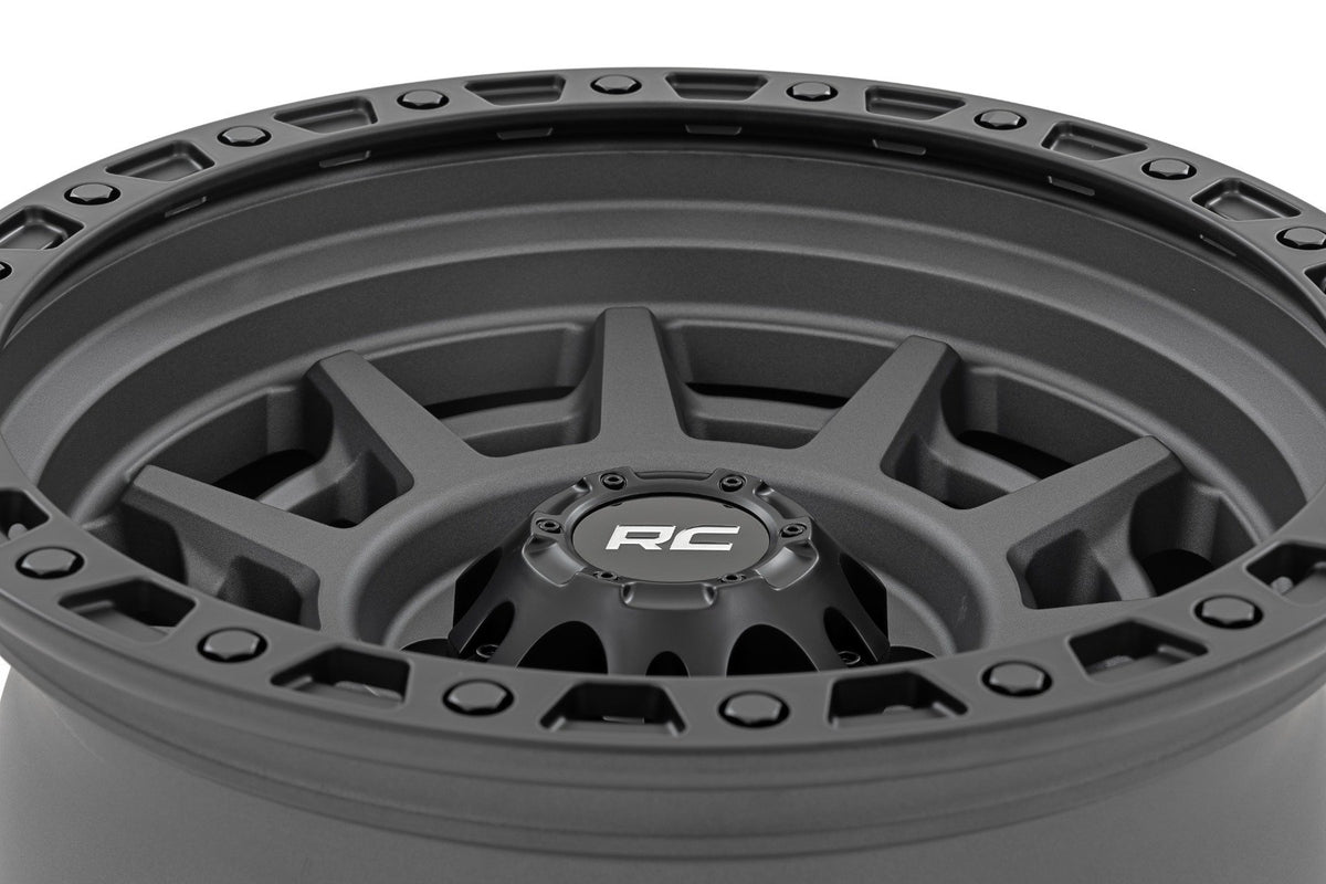 Rough Country 85 Series Wheel | Simulated Beadlock | Gunmetal Gray/Black | 17x9 | 6x5.5 | -18mm