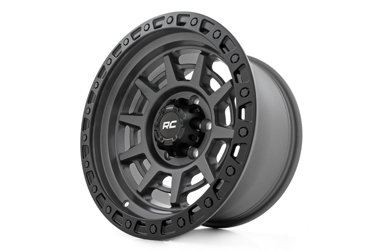 Rough Country 85 Series Wheel | Simulated Beadlock | Gunmetal Gray/Black | 17x9 | 8x170 | -12mm