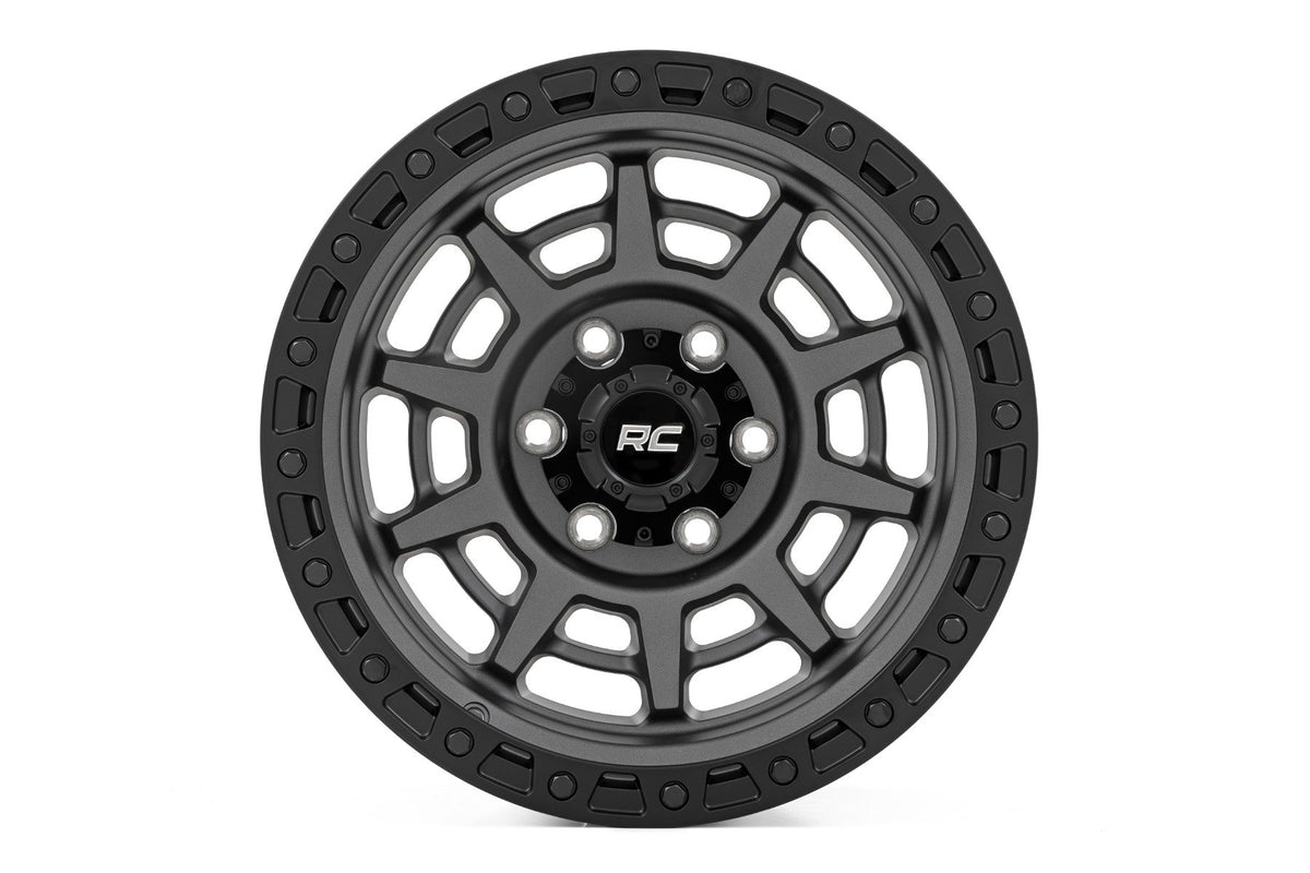 Rough Country 85 Series Wheel | Simulated Beadlock | Gunmetal Gray/Black | 17x9 | 5x4.5 | -12mm