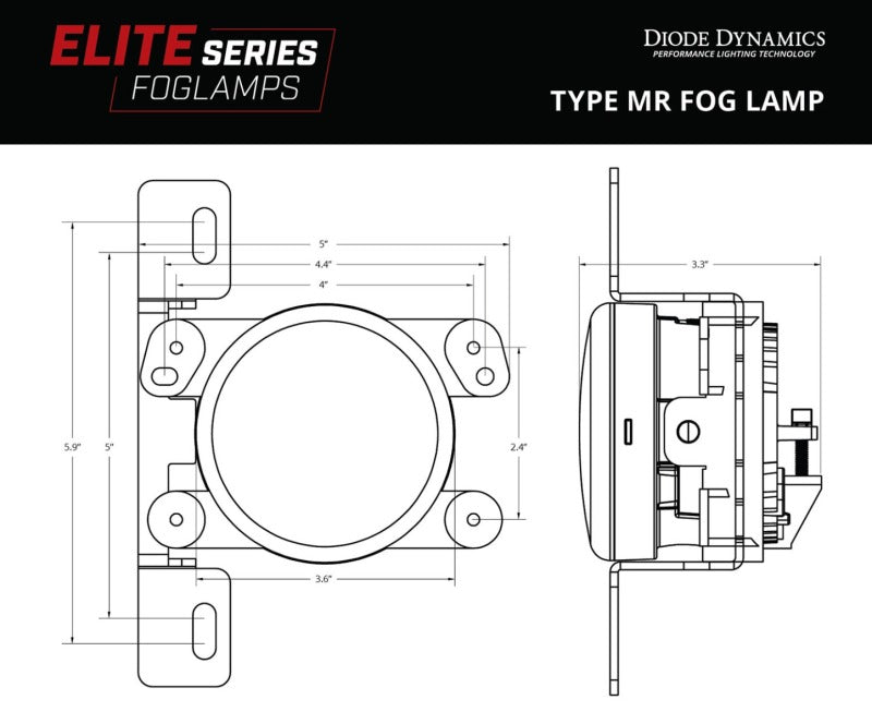 Diode Dynamics Elite Series Type MR Fog Lamps - Yellow (Pair) - DD5164P