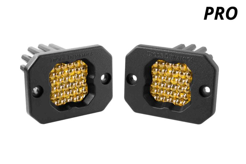 Diode Dynamics Stage Series C1 LED Pod Pro - Yellow Flood Flush ABL (Pair) - DD6478P