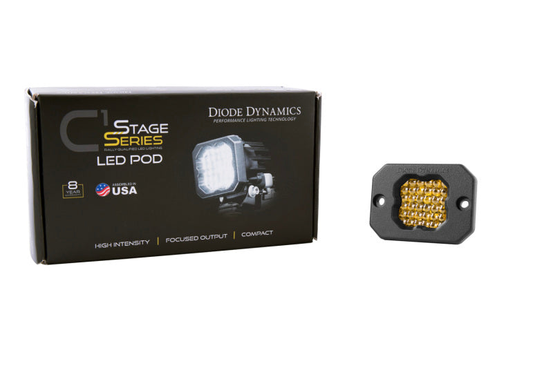 Diode Dynamics Stage Series C1 LED Pod Pro - Yellow Flood Flush ABL Each - DD6478S