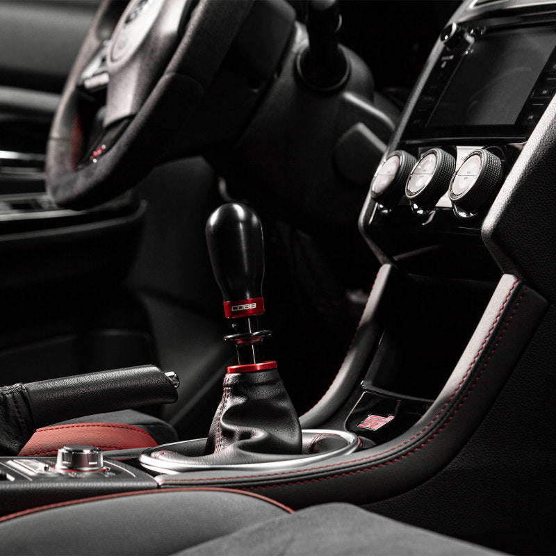 Cobb Subaru 6-Speed Tall Weighted COBB Shift Knob - Black (Incl. Both Red + Blk Collars) - 213370-BK