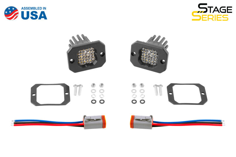 Diode Dynamics Stage Series C1 LED Pod Pro - White Flood Flush RBL (Pair) - DD6476P