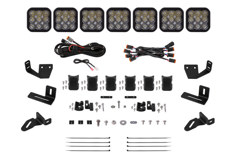 Diode Dynamics Prinsu/Sherpa Roof Racks- SS5 7-Pod CrossLink Mounting Kit Sport White Driving - DD7826