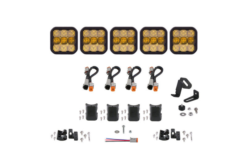 Diode Dynamics SS5 Sport Universal CrossLink 5-Pod Lightbar - Yellow Combo - DD6797