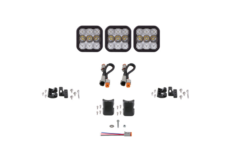 Diode Dynamics SS5 Sport Universal CrossLink 3-Pod Lightbar - White Combo - DD6792