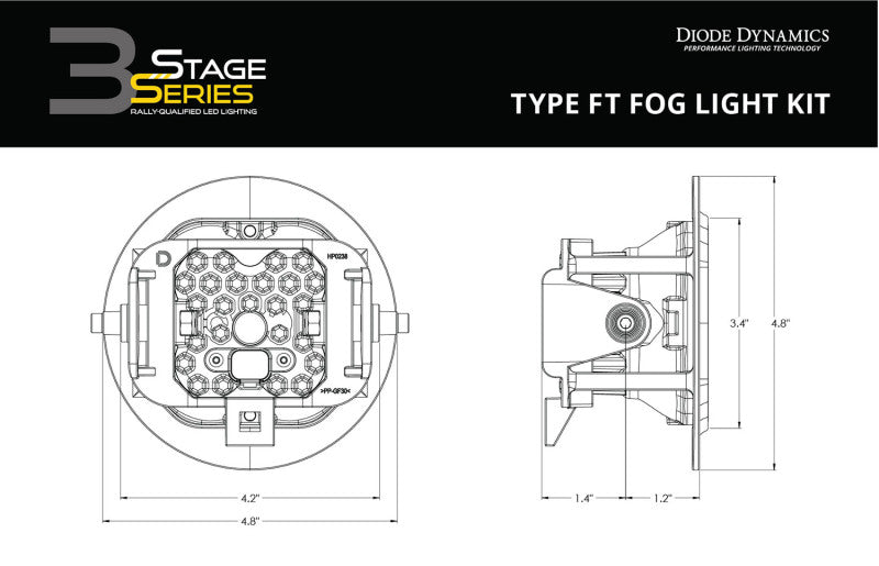 Diode Dynamics SS3 Pro Type FT Kit ABL - White SAE Fog - DD7023