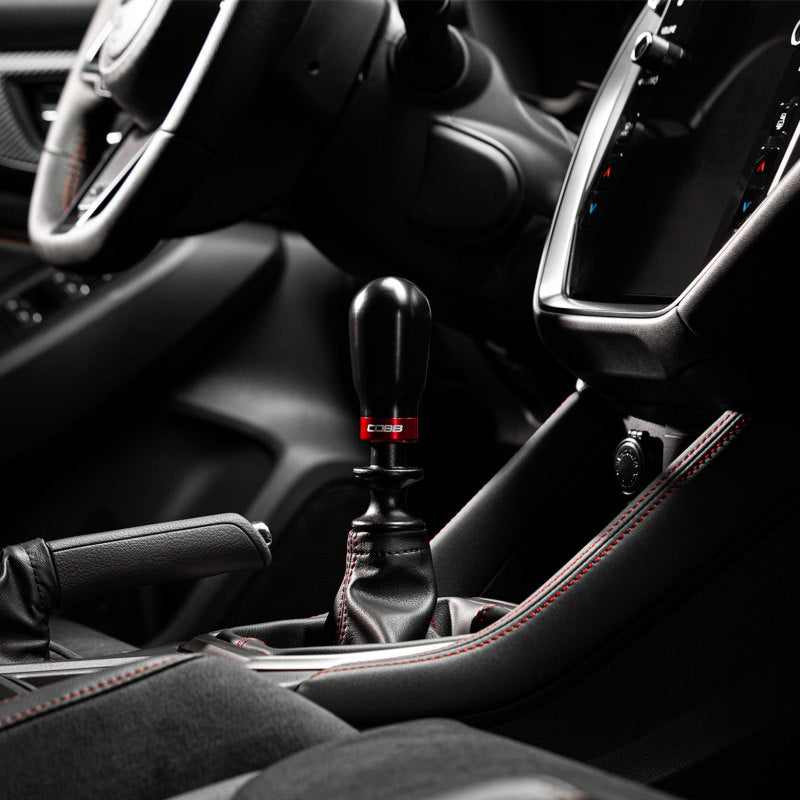 Cobb Subaru 6-Speed Tall Weighted COBB Shift Knob - Black (Incl. Both Red + Blk Collars) - 213370-BK