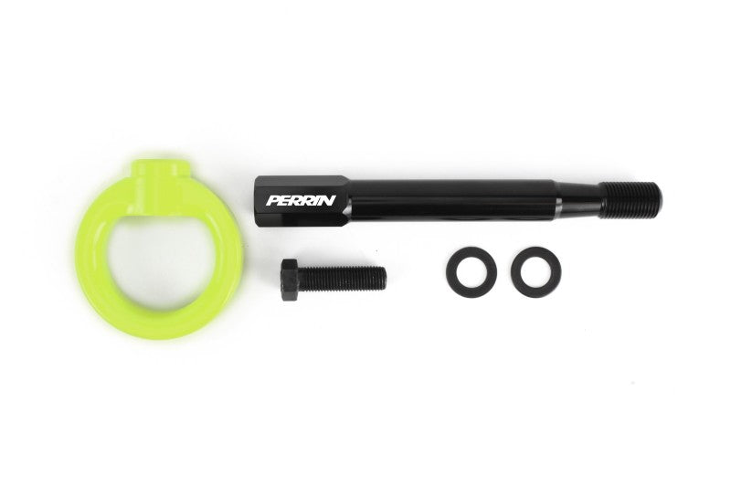 Perrin 2022 Subaru WRX / 18-21 Crosstrek / 14-21 Forester Tow Hook Kit (Front) - Neon Yellow - PSP-BDY-237NY