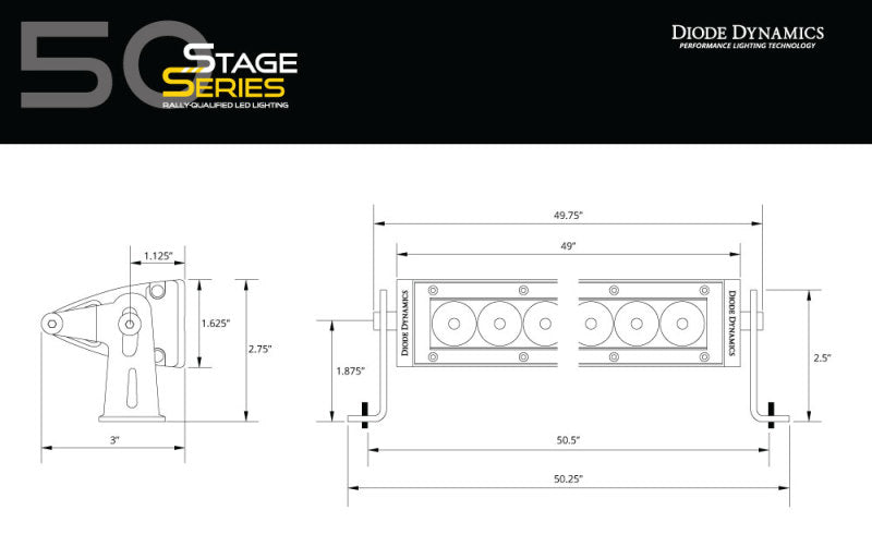 Diode Dynamics 50 In LED Light Bar - Amber Driving Light Bar Stealth Series - DD5043