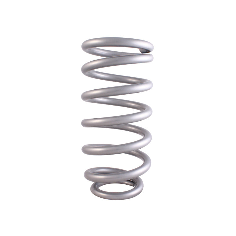 QA1 3-1/2in ID Tapered High Travel Pigtail Spring - 10in Length x 650lbs/in - Silver Powder Coated