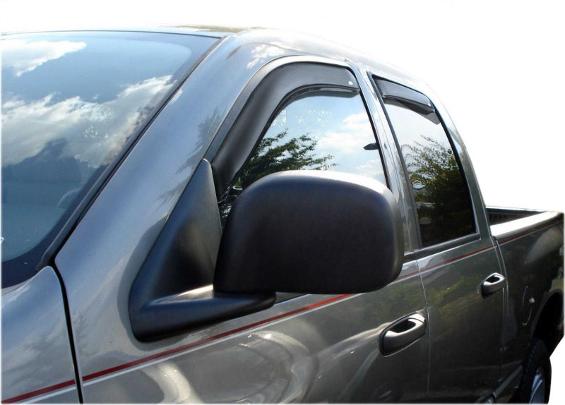 AVS 02-08 Dodge RAM 1500 Quad Cab Ventvisor In-Channel Front &amp; Rear Window Deflectors 4pc - Smoke