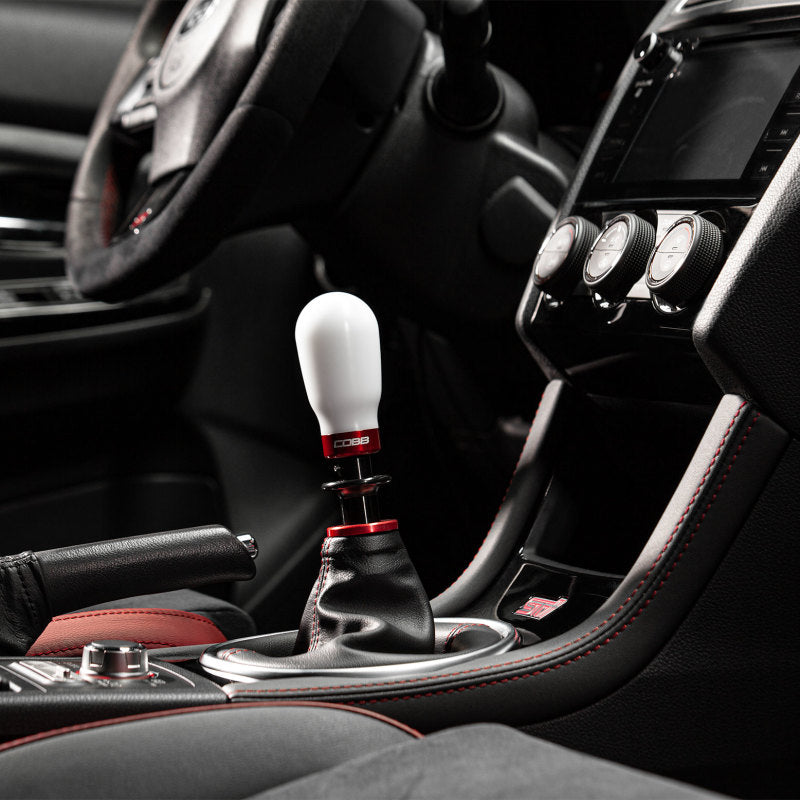 Cobb Subaru 6-Speed Tall Weighted COBB Shift Knob - White (Incl. Both Red + Blk Collars) - 213370-W