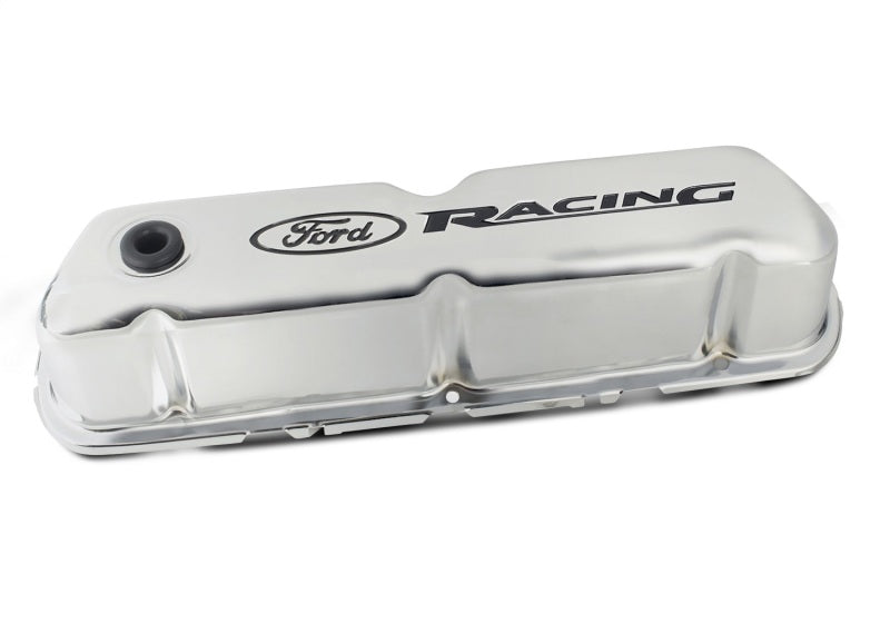 Ford Racing Logo Stamped Steel Valve Covers - Chrome - 302-071