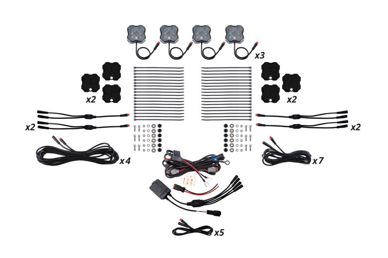 Diode Dynamics RGBW Rock Light Installer Magnet Mount Kit w/Controller (12-pack) - DD7749C