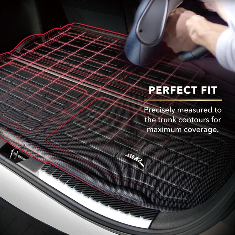 3D MAXpider 13-18 Hyundai Santa Fe 6 &amp; 7 Seats Behind 2nd Row Stowable Kagu Cargo Liner - Black