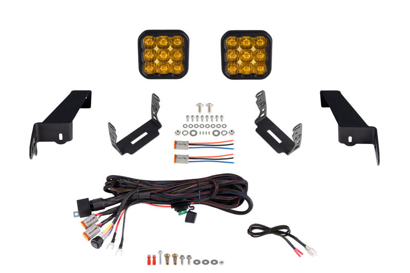 Diode Dynamics 18-21 Jeep JL Wrangler SS5 Bumper LED Pod Light Kit - Sport Yellow Driving - DD7290