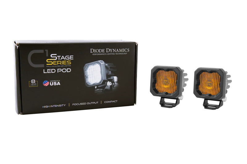 Diode Dynamics Stage Series C1 LED Pod - Yellow SAE Fog Standard ABL (Pair) - DD6848P