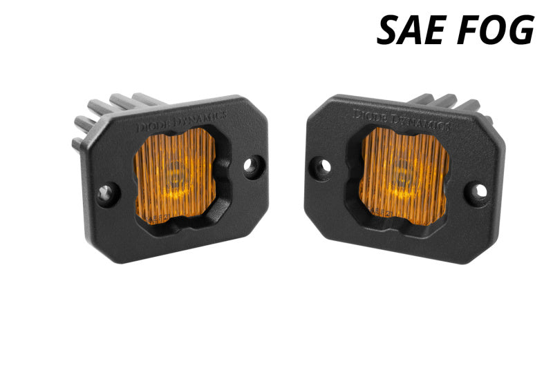 Diode Dynamics Stage Series C1 LED Pod - Yellow SAE Fog Flush ABL (Pair) - DD6851P