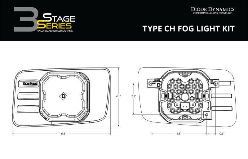 Diode Dynamics SS3 Type CH LED Fog Light Kit Pro ABL - Yellow SAE Fog - DD7306