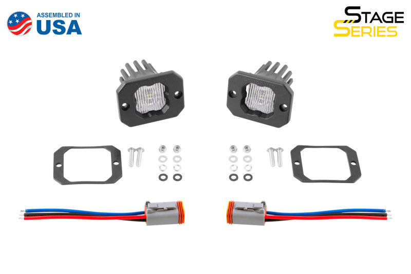 Diode Dynamics Stage Series C1 LED Pod - White SAE Fog Flush ABL (Pair) - DD6850P