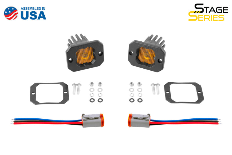 Diode Dynamics Stage Series C1 LED Pod - Yellow SAE Fog Flush ABL (Pair) - DD6851P