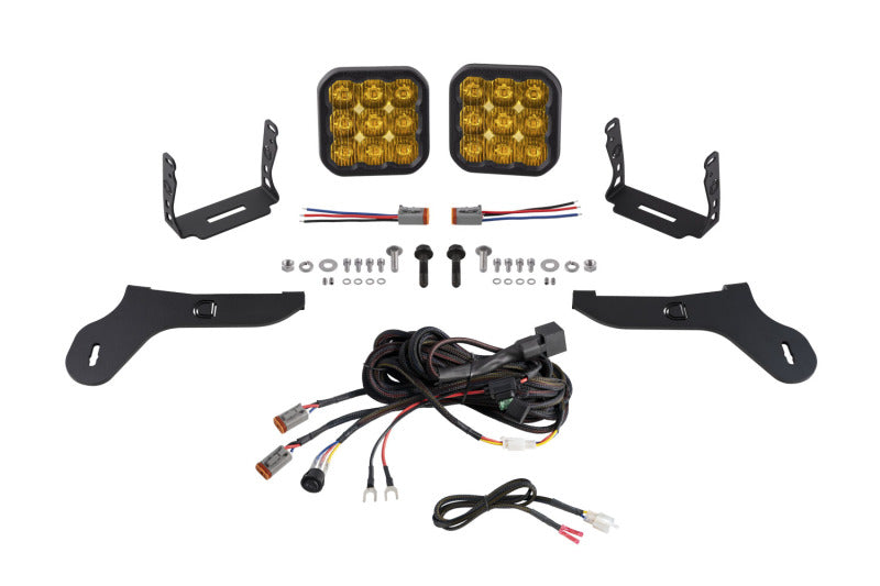 Diode Dynamics 17-20 Ford Raptor SS5 Bumper LED Pod Light Kit - Sport Yellow Driving - DD7347