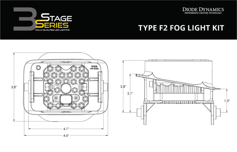 Diode Dynamics SS3 Pro Type F2 Kit ABL - Yellow SAE Fog - DD7016