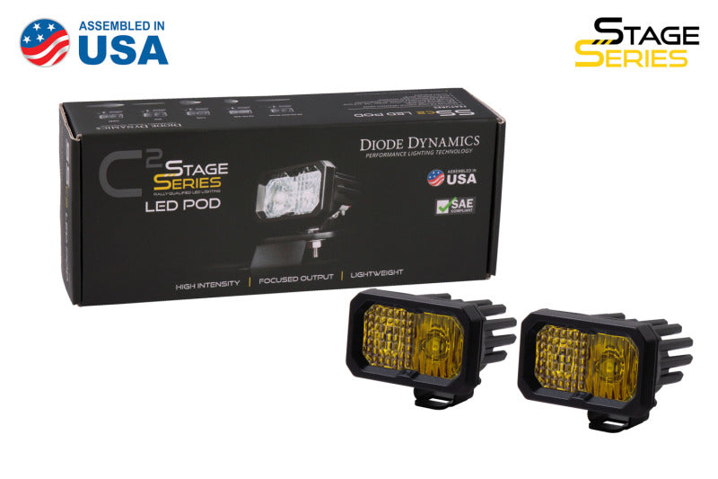 Diode Dynamics Stage Series 2 In LED Pod Pro - Yellow Flood Standard ABL (Pair) - DD6417P