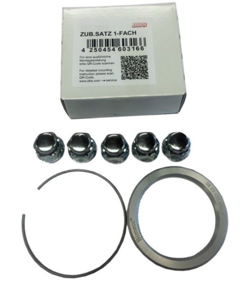 BBS PFS KIT - Tesla Model S - Includes 64.1mm ID Ring / Retaining Clip / Lug Nuts