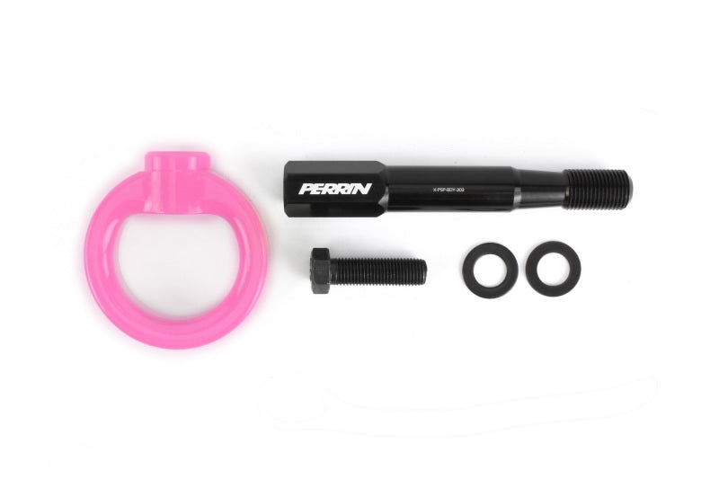 Perrin 15-17 Subaru WRX/STI Tow Hook Kit (Front) - Hyper Pink - PSP-BDY-232HP