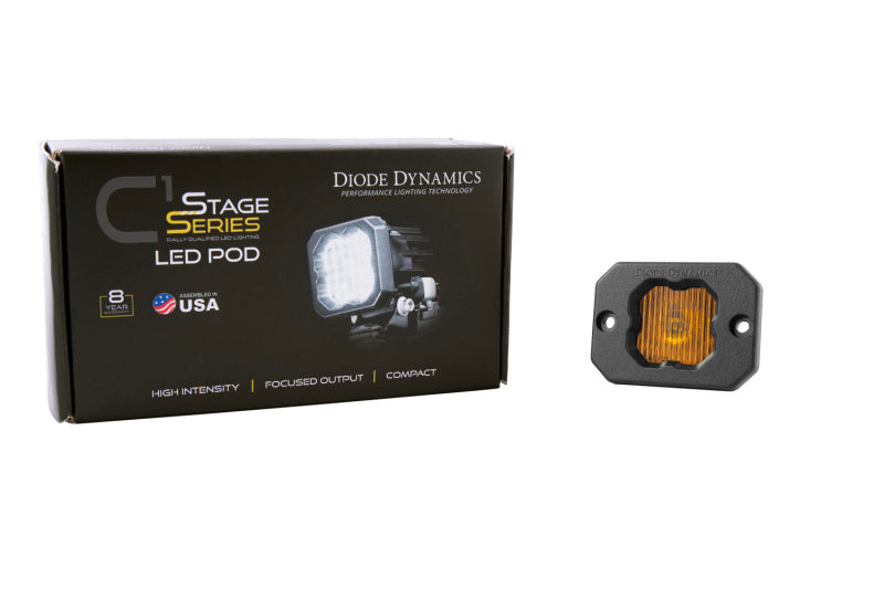 Diode Dynamics Stage Series C1 LED Pod - Yellow SAE Fog Flush ABL Each - DD6851S