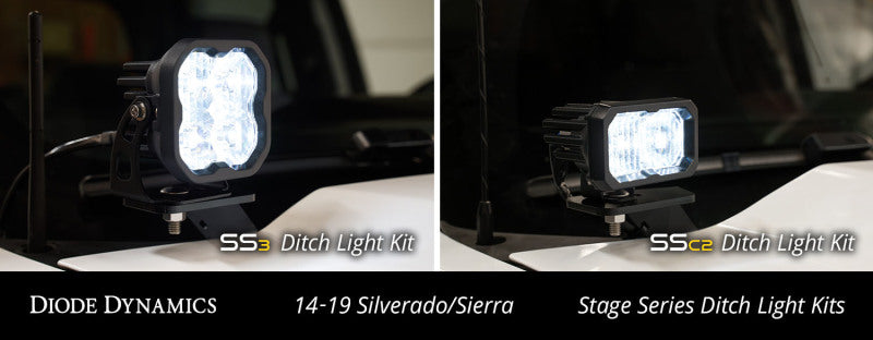 Diode Dynamics 14-19 Silverado/Sierra SS3 LED Ditch Light Kit - Pro White Combo - DD6657