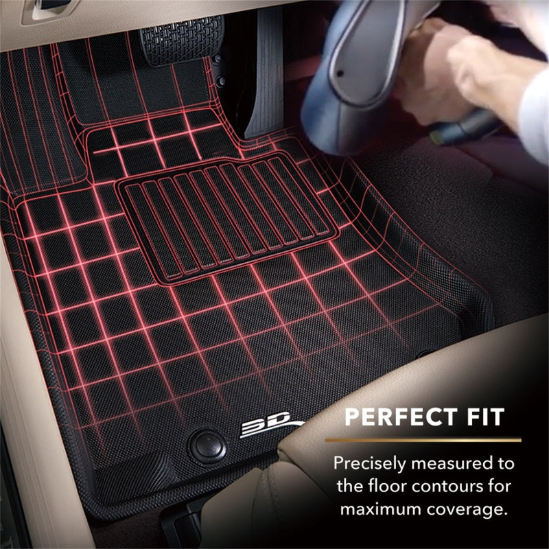 3D MAXpider 21-24 Toyota Sienna 8-Seat Kagu 1st, 2nd, &amp; 3rd Row Floormats - Black