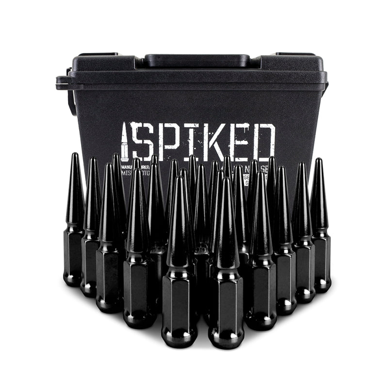 Mishimoto Mishimoto Steel Spiked Lug Nuts M14 x 1.5 24pc Set Black - MMLG-SP1415-24BK