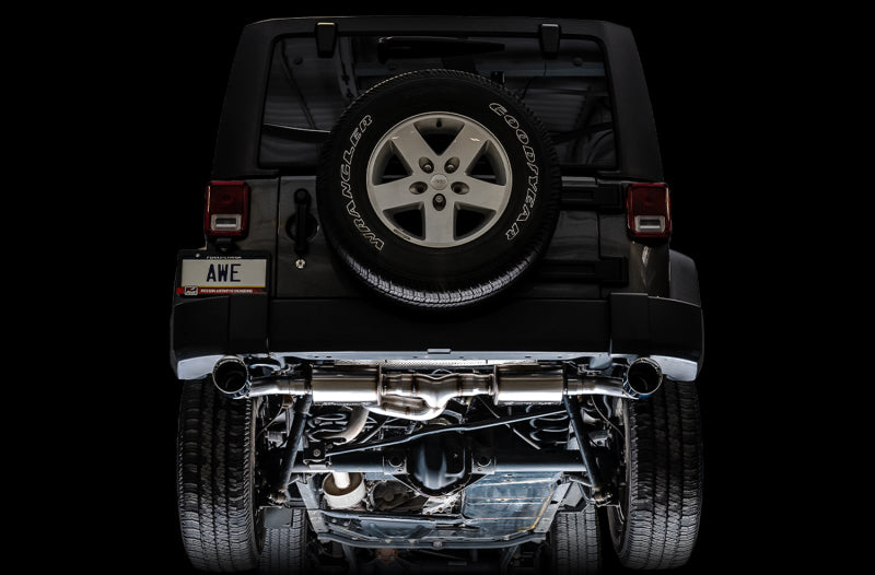 AWE Tuning 07-18 Jeep Wrangler JK/JKU 3.6L Tread Edition Axle-Back Dual Exhaust - Diamond Black Tips