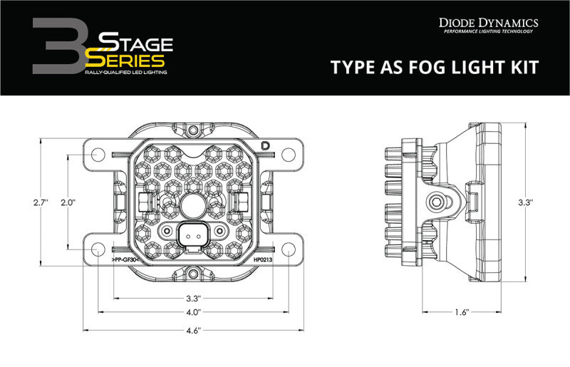 Diode Dynamics SS3 Max Type AS Kit ABL - Yellow SAE Fog - DD6994