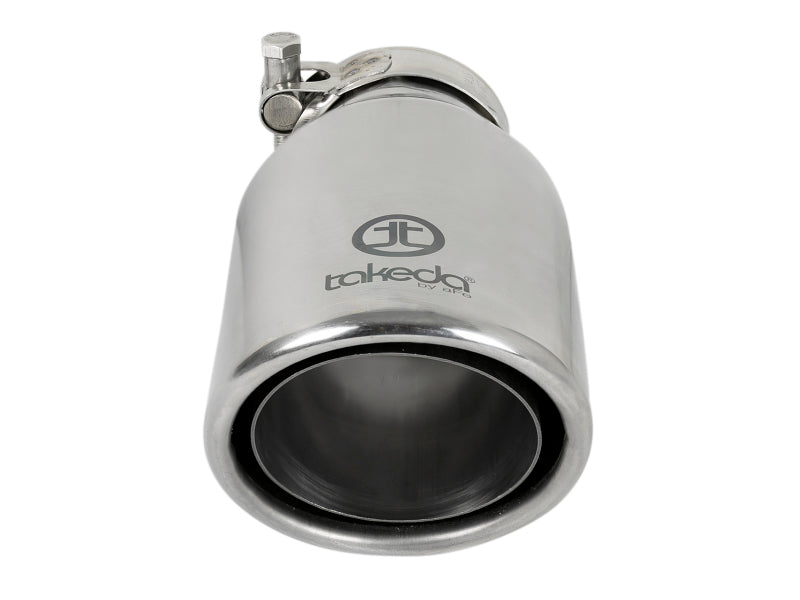 aFe Takeda 304 Stainless Steel Clamp-On Exhaust Tip 2.5in. Inlet / 4in. Outlet / 8in. L - Polished