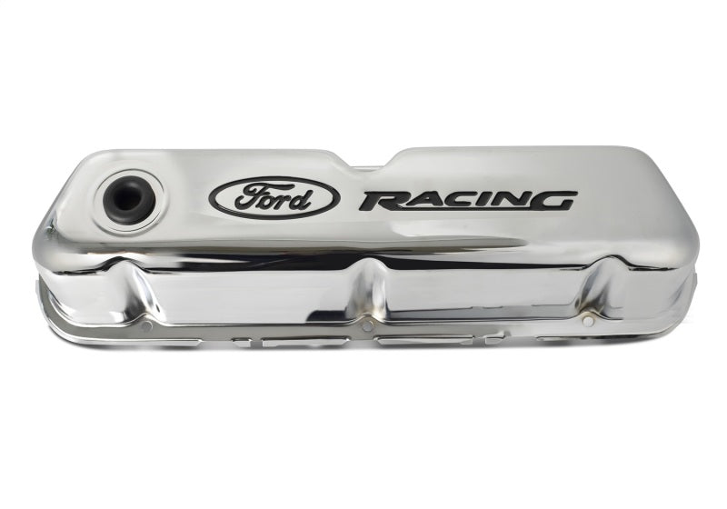 Ford Racing Logo Stamped Steel Valve Covers - Chrome - 302-071