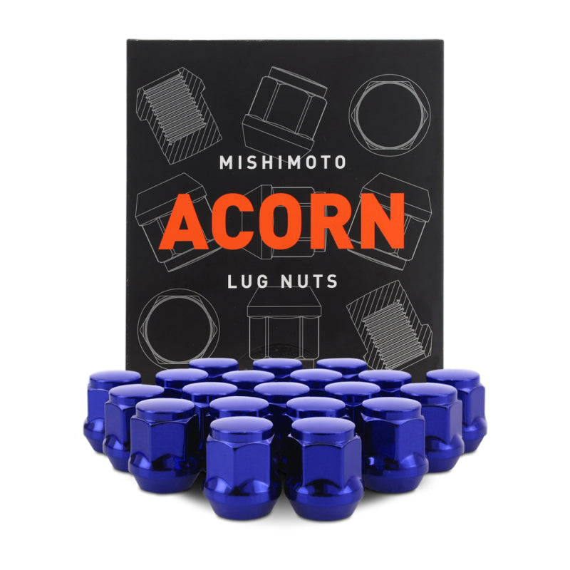 Mishimoto Steel Acorn Lug Nuts M12 x 1.5 - 20pc Set - Blue - MMLG-AC1215-20BL