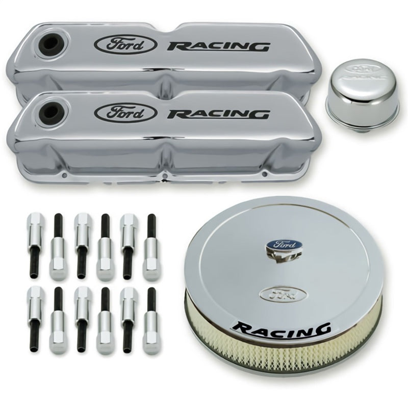 Ford Racing Complete Dress Up Kit Chrome Finish w/Black Emblems - 302-510