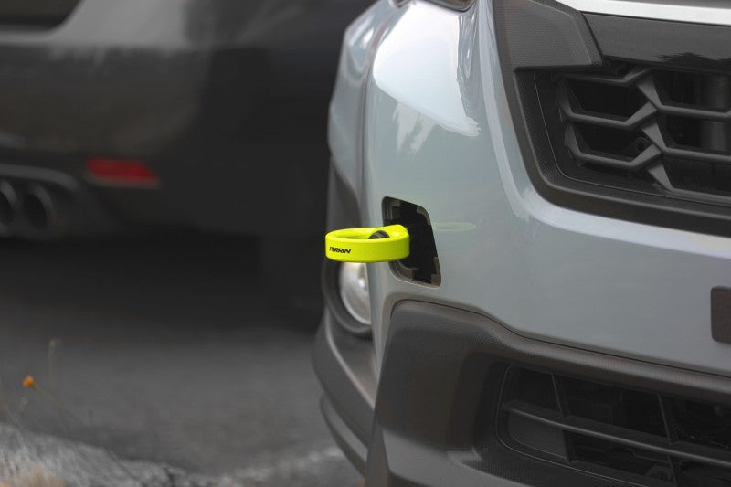 Perrin 2022 Subaru WRX / 18-21 Crosstrek / 14-21 Forester Tow Hook Kit (Front) - Neon Yellow - PSP-BDY-237NY