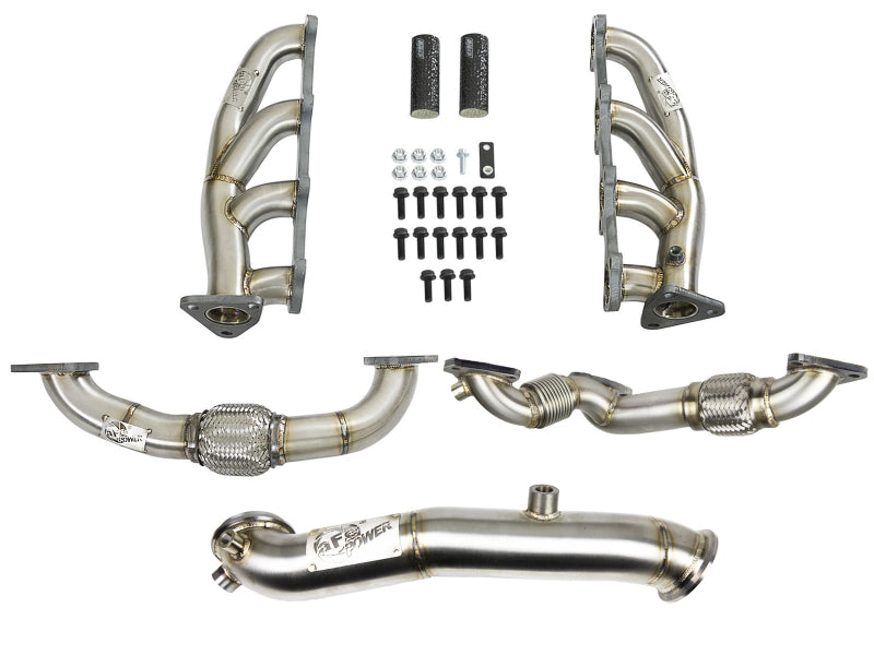 aFe Twisted Steel Headers Up-Pipes &amp; Down-Pipe 11-15 GM Diesel Trucks V8-6.6L (td) LML