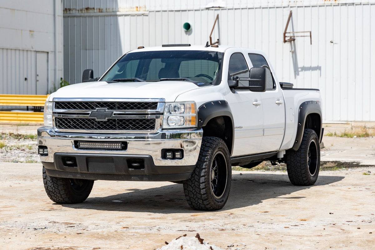 Pocket Fender Flares | GAZ Summit White | Chevy Silverado 1500/2500HD/3500HD (07-14)